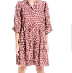Max Studio Ditsy Print 3/4 Sleeve Dress In Tercblba Size Large NWT